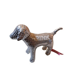 Victoria Secret Pink Plush Dog Silver Metallic Polka Dot